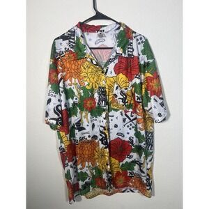 Destroyer Rocks Mens White Sox Button Down Shirt XL Hawaiian Floral Chicago